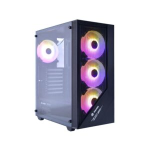 CASE GAMER HALION TORNADO 03 NEGRO, F/600W, 4 COOLER ARGB, MALLA, V/TEMPLADO