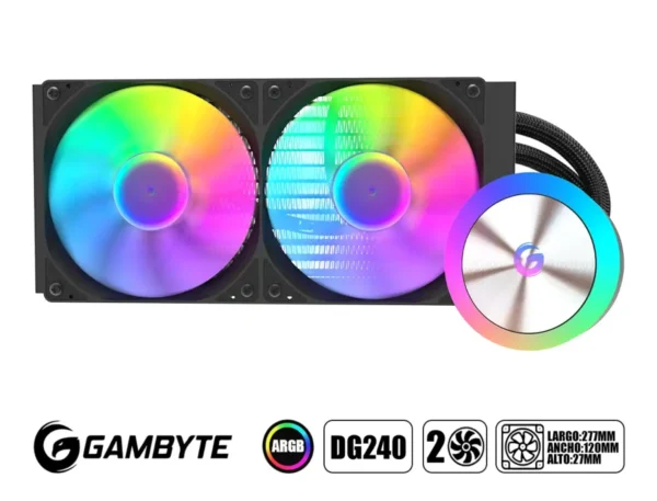 RL. Gambyte Dg240,2 Ventiladores Con Iluminacion Argb