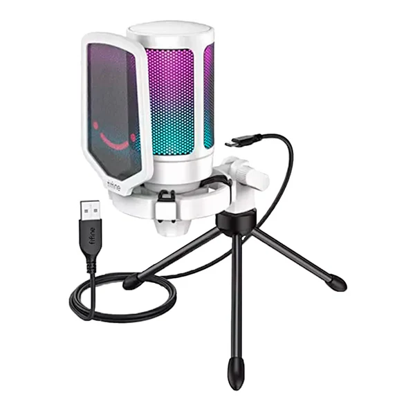 MIC. FIFINE A6V | RGB | CONDENSADOR | BLANCO