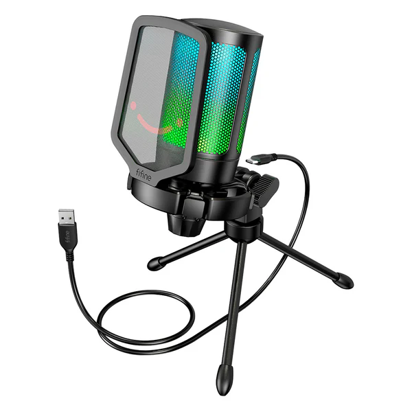 MIC. FIFINE A6V | RGB | CONDENSADOR | NEGRO