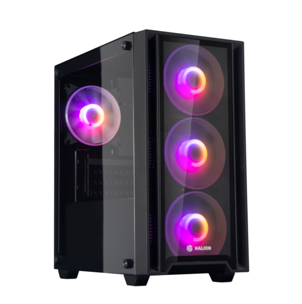 CASE HALION RAGNAROK 320, F/550W, 4 COOLER RGB, V/TEMPLADO