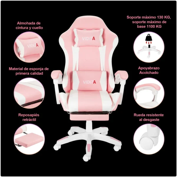 w=1500,h=1500,fit=pad (10) SG. VIDITA GX2000 Reclinable Profesional con Reposapiés-Rosado
